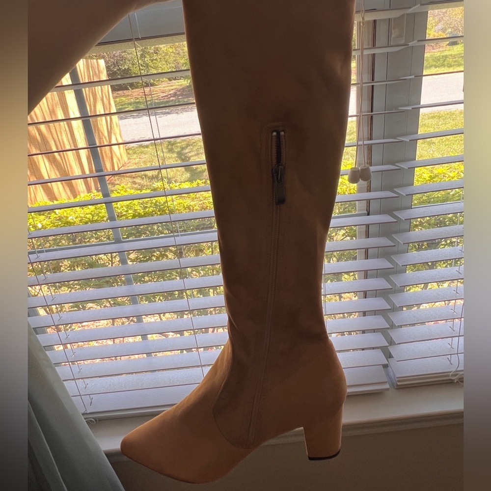 Women Over the Knee Thigh High Suede Chunky Pointed Toe Boots